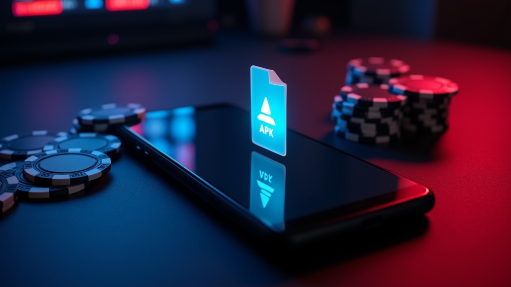 Android-Smartphone mit APK-Installationsbildschirm im Casino-Look