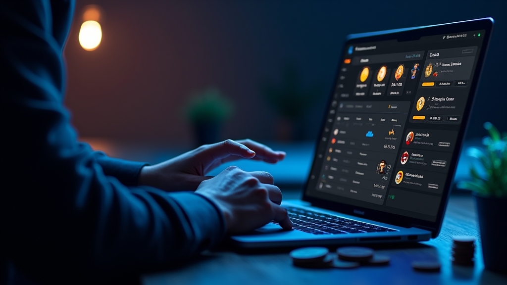 Dunkle Casino-Szene mit getrennten Wallets und Zahlungsübersicht