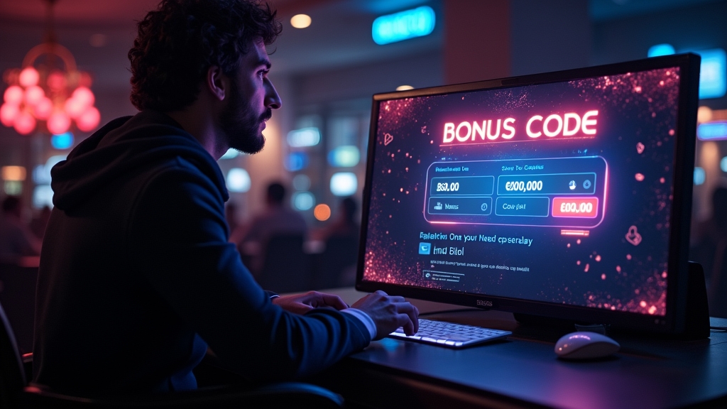 Neuer Spieler gibt einen Bonuscode an einem Casino-Registrierungsbildschirm ein